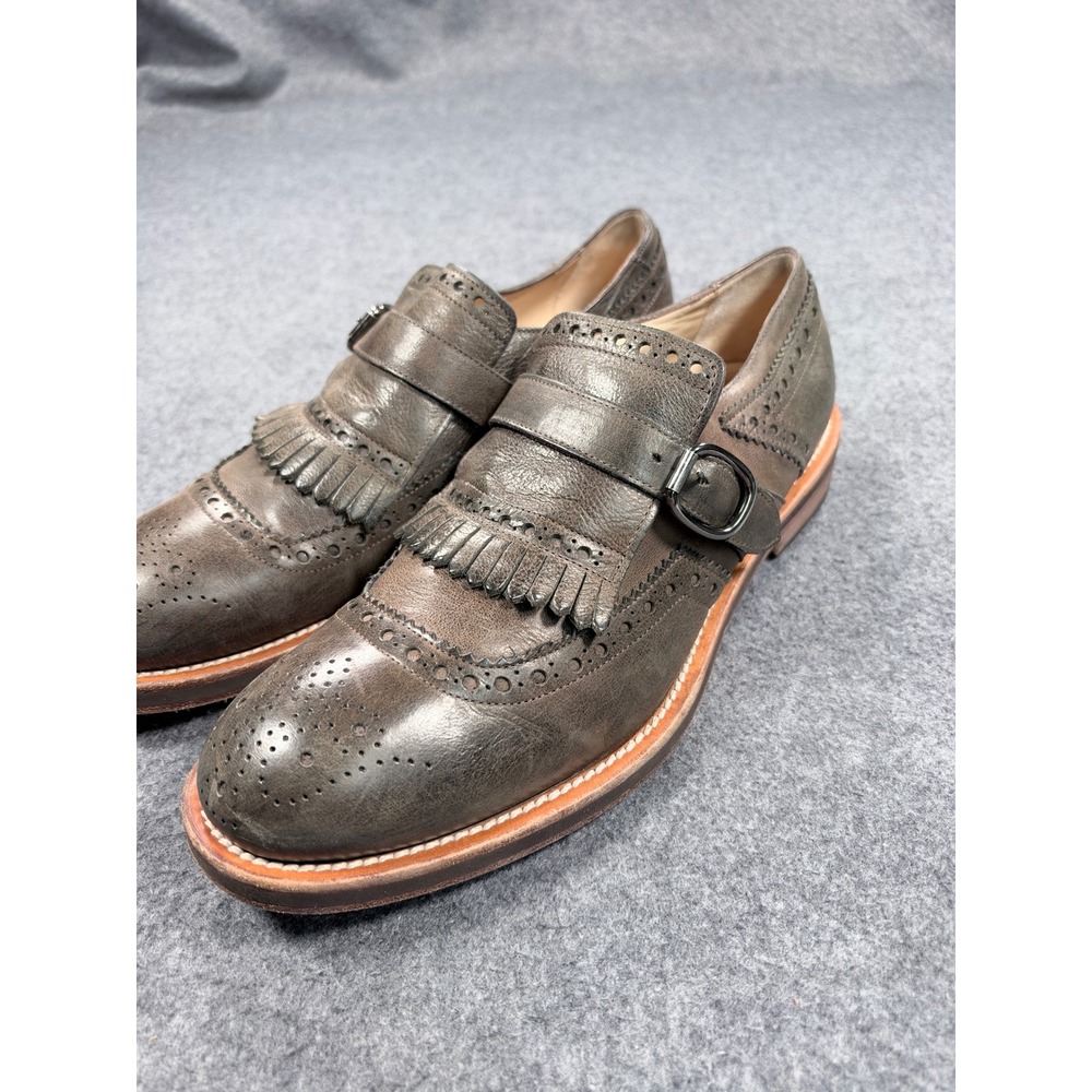 Antonio Maurizi for Suitsupply Olive Leather Kiltie Monk Strap Shoes 43 9